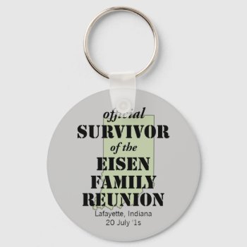 Official Survivor Of Family Reunion - Indiana Keychain by FamilyTreed at Zazzle