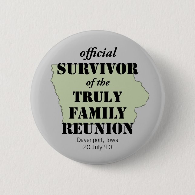 Official Survivor of Family Reunion - Iowa Pinback Button (Front)