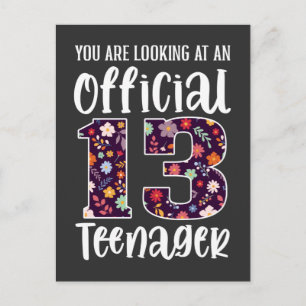 Official Teenager 13 Years Old 13th Birthday Girl Postcard