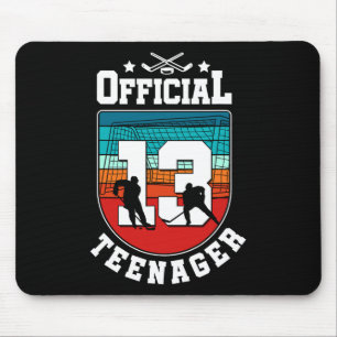 Official Teenager 13th Birthday 13 Year Boy Hockey Mouse Pad