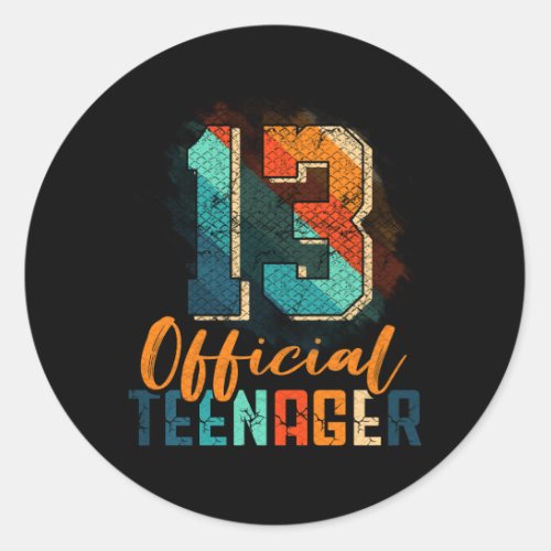 Official Teenager 13th Birthday 13 Year Old Bday P Classic Round Sticker