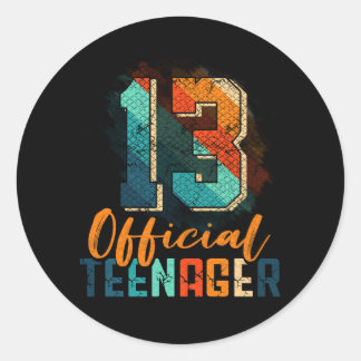 Official Teenager 13th Birthday 13 Year Old Bday P Classic Round Sticker