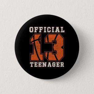 Official Teenager 13th Birthday Boy Party Bysketby Button