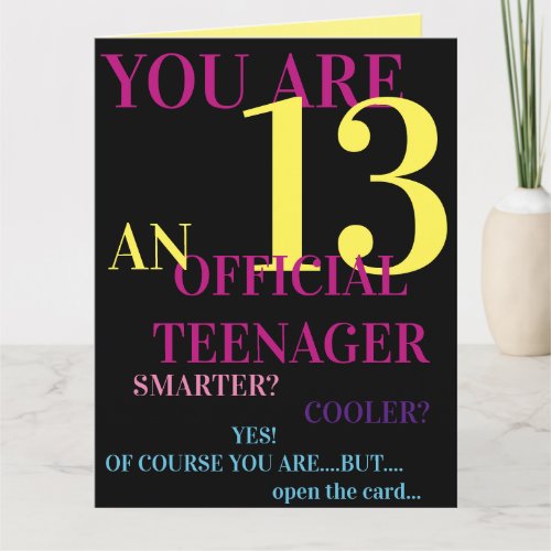 Official Teenager 13th Birthday Card