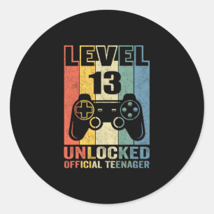 Official Teenager 13th Birthday Gift Level 13 Unlo Classic Round Sticker