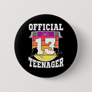 Official Teenager 13th Birthday Ice Hockey Boy 13  Button