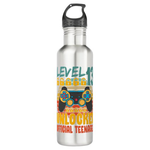 Official Teenager 13th Birthday Level 13 Unlocked Stainless Steel Water Bottle