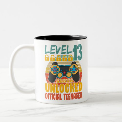 Official Teenager 13th Birthday Level 13 Unlocked Two_Tone Coffee Mug