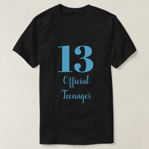 Official Teenager 13th Birthday Sky Blue Black T_Shirt