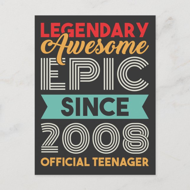 Official Teenager 13th Birthday Thirteen Years Old Postcard (Front)