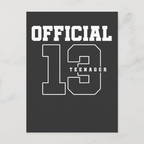 Official Teenager 13th Birthday Thirteen Years old Postcard