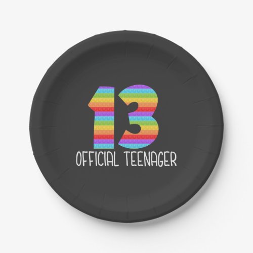 Official Teenager 13th Boy or Girl Popit Popping Paper Plates