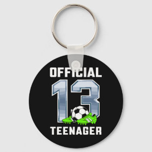 Official Teenager 13th Brithday Party Soccer Theme Keychain