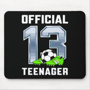 Official Teenager 13th Brithday Party Soccer Theme Mouse Pad