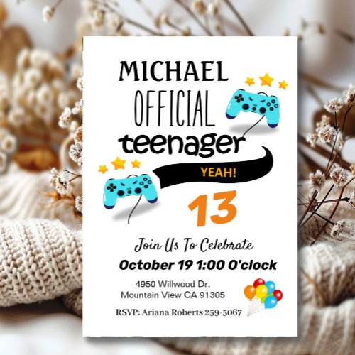 Official Teenager Boy Birthday Party Invitation