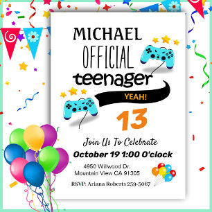 Official Teenager Boy Birthday Party Invitation