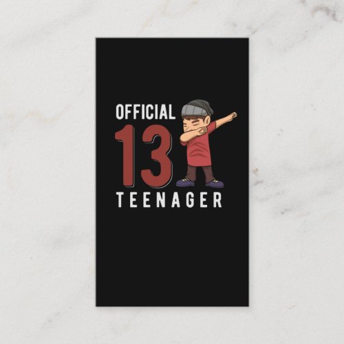 Official Teenager Dabbing Kid 13th Birthday Son Business Card