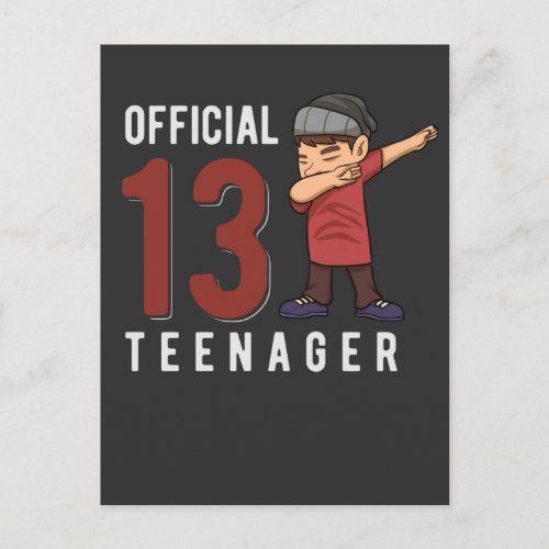 Official Teenager Dabbing Kid 13th Birthday Son Postcard