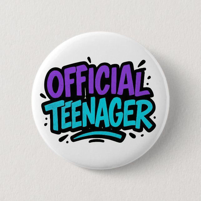 Official Teenager – Fun 13th Birthday for teens Button (Front)