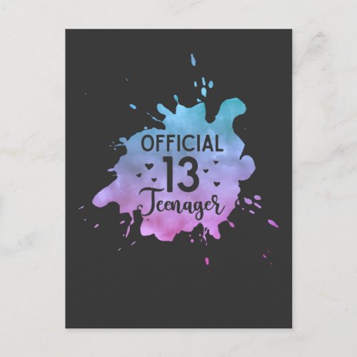 Official Teenager Girl 13th Birthday Postcard