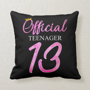 Official Teenager Girl Princess 13th Birthday 2008 Throw Pillow