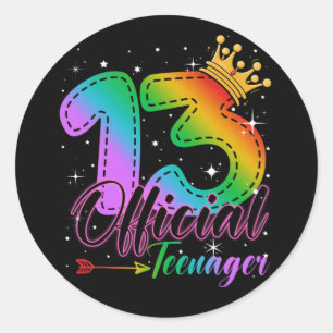 Official Teenager in Rainbow Colors 13th Birthday Classic Round Sticker
