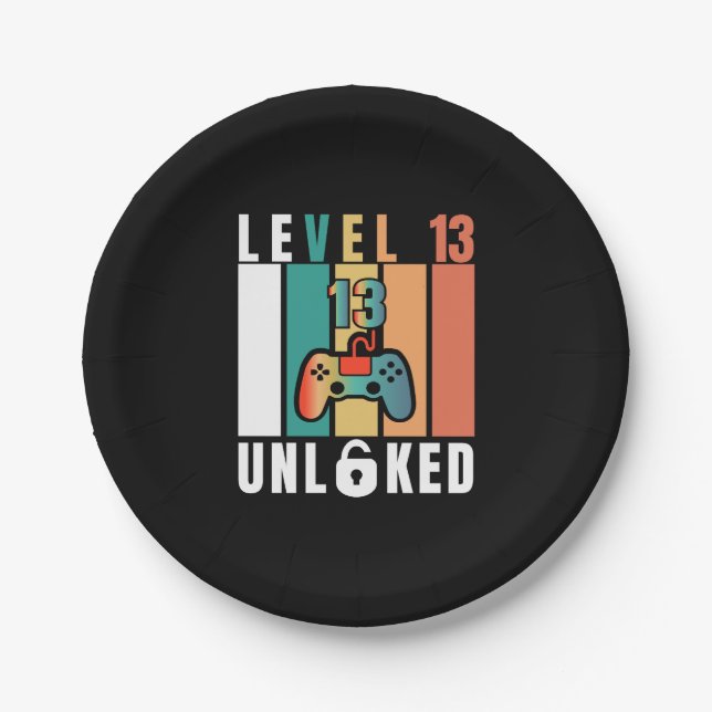 Official Teenager Level 13 Unlocked Birthday Paper Plates (Front)