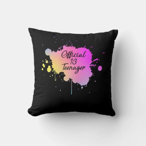 Official Teenager Watercolor 13th Birthday 2008 Throw Pillow