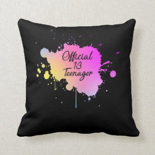 Official Teenager Watercolor 13th Birthday 2008 Throw Pillow