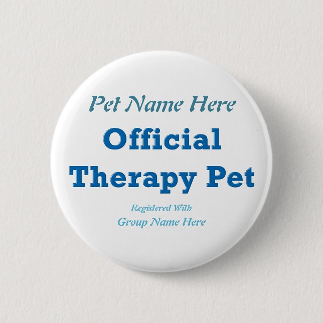Official Therapy Pet Pinback Button (Front)