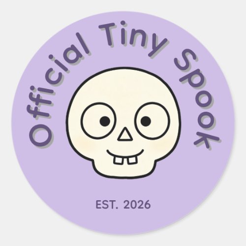 Official Tiny Spook Skeleton Halloween Party Favor Classic Round Sticker