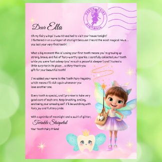 Official Tooth Fairy Magical Letter Printable  Invitation