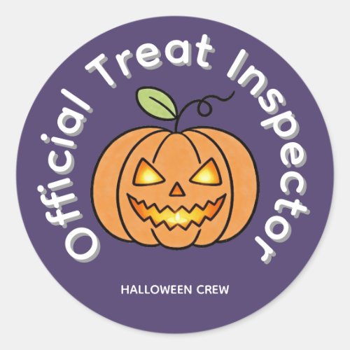 Official Treat Inspector Cute Pumpkin Halloween Classic Round Sticker