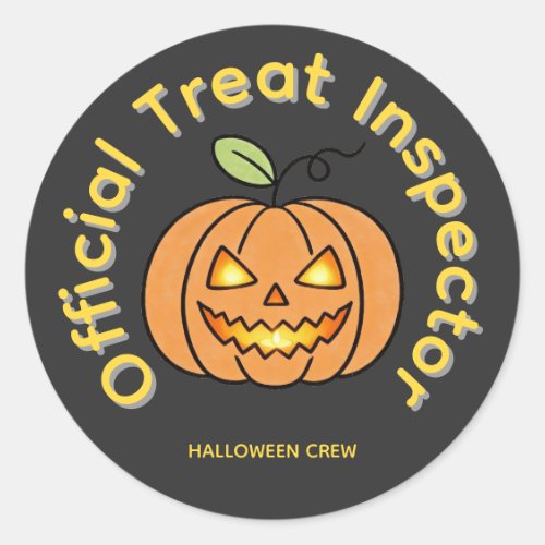 Official Treat Inspector Cute Pumpkin Halloween Classic Round Sticker