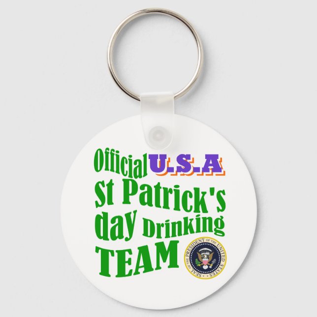 Official U.S.A St Patrick's drinking team Keychain (Front)