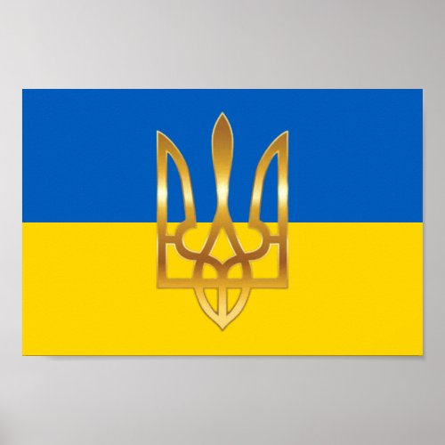 Official Ukraine Flag Trident Symbol Poster