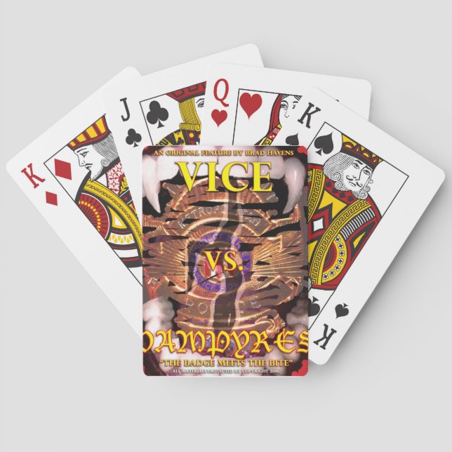 Official Vice vs. Vampyres Poster on Poker Cards (Back)