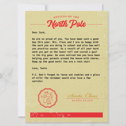 Official Vintage Santa Letter Holiday Card