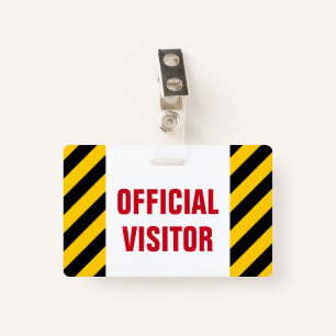 "OFFICIAL VISITOR" + Black & Yellow Stripes Badge
