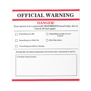 Official Warning Notepad