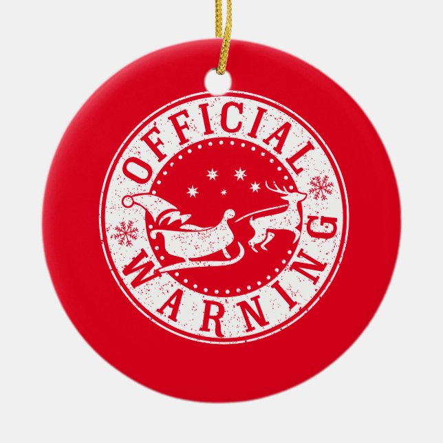 official warning santa's naughty list ceramic ornament (Front)