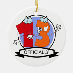 Officially 13 Birthday Banner Ceramic Ornament
