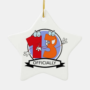 Officially 13 Birthday Banner Ceramic Ornament