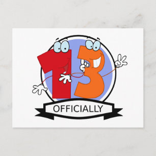 Officially 13 Birthday Logo Postcard
