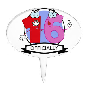 Officially 16 Birthday Banner Cake Topper