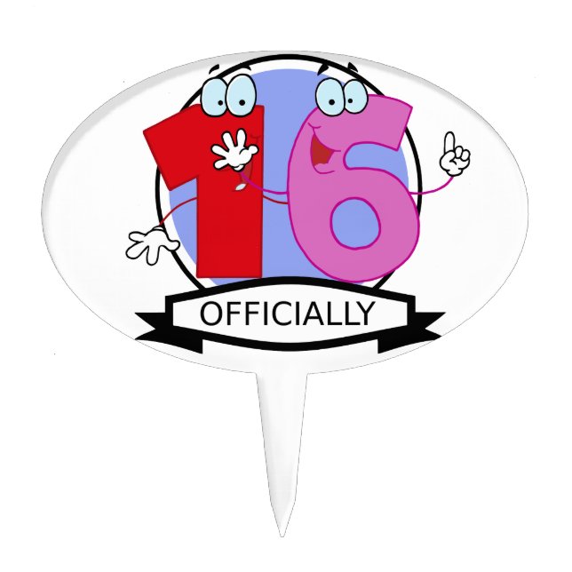 Officially 16 Birthday Banner Cake Topper (Front)