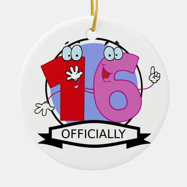 Officially 16 Birthday Logo Ceramic Ornament (Front)