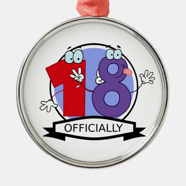 Officially 18 Birthday Banner Metal Ornament (Front)