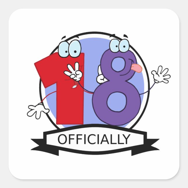 Officially 18 Birthday Banner Square Sticker (Front)