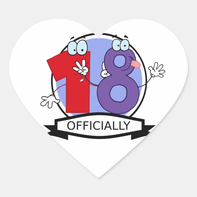 Officially 18 Birthday Logo Heart Sticker (Front)